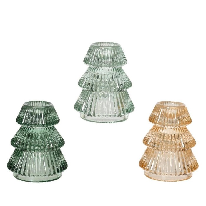 PORTACANDELE VETRO 3 ASSORTITI H.7.8CM.